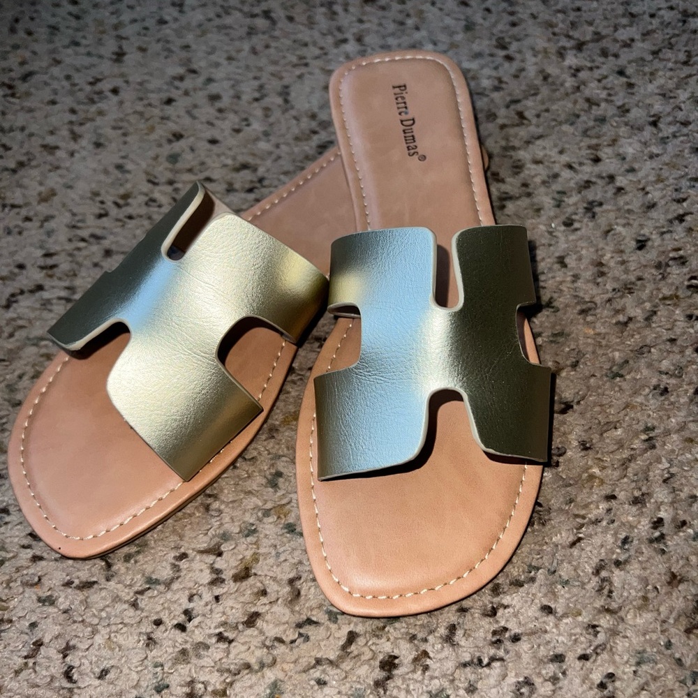 Pierre dumas gold sandals